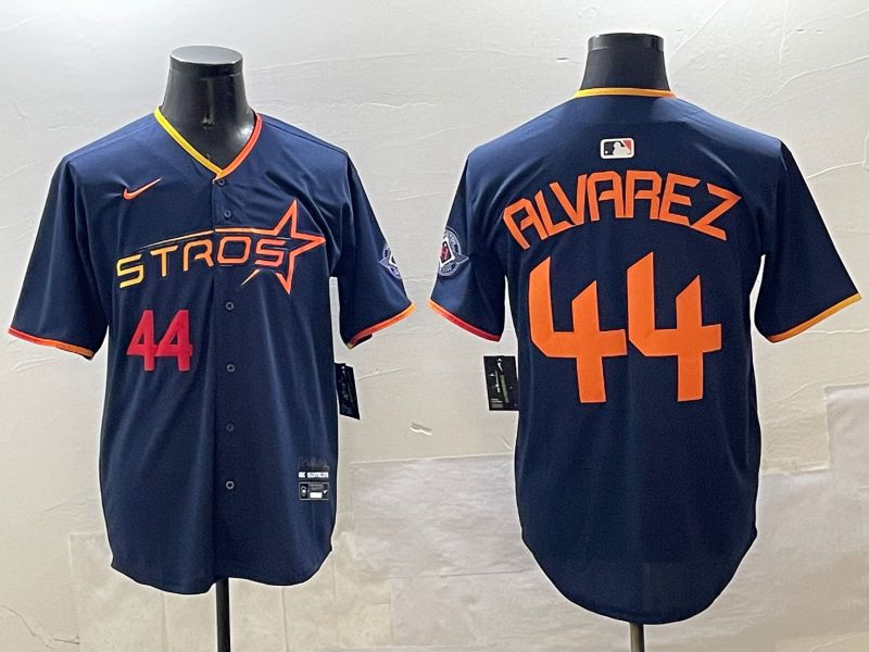 Men Houston Astros 44 Alvarez Drak Blue Three generations Joint Name 2025 Nike MLB Jersey style 2